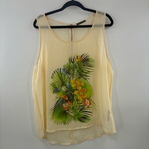 3For$20 Madison Paige Tropical Print Sleeveless Shell Top - Light Cream size: XL